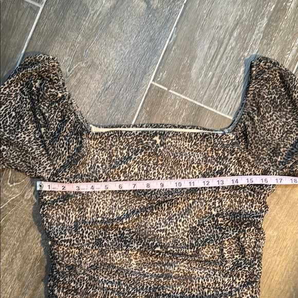 Anthropologie Leopard Print Shirred Mesh Top Size L - Picture 8 of 10